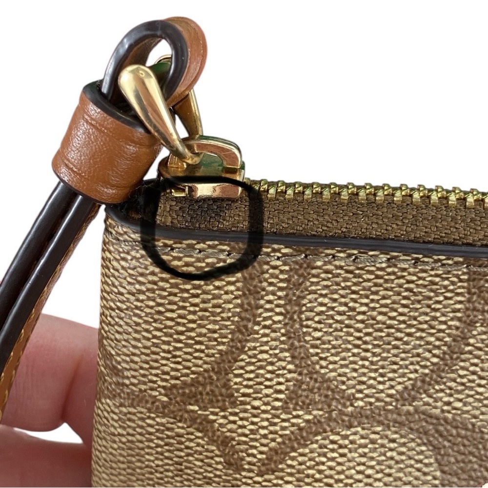 Coach EUC Rainbow Radial Print Khaki and Tan Pride Small Corner Zip Wristlet - Picture 8 of 17